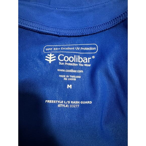 Coolibar Freestyle UPF 50+ Quarter Zip Long Sleeve Rash Guard Top Baja Blue (M) - Picture 6 of 8